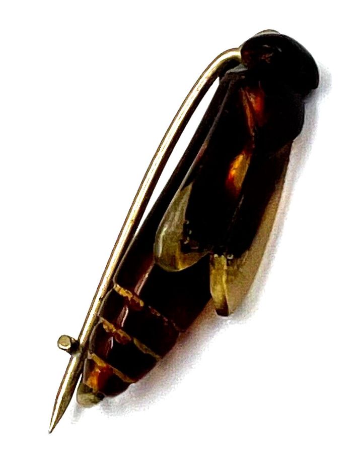 Antique Antique Art Deco Bakelite Lucite Rare Miniature Cicada Insect Brooch Pin