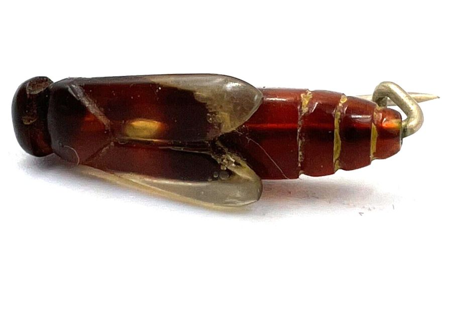 Antique Antique Art Deco Bakelite Lucite Rare Miniature Cicada Insect Brooch Pin