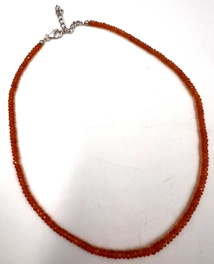 Antique Vintage Hand Cut Natural Citrine Necklace Choker Sterling Silver Clasp