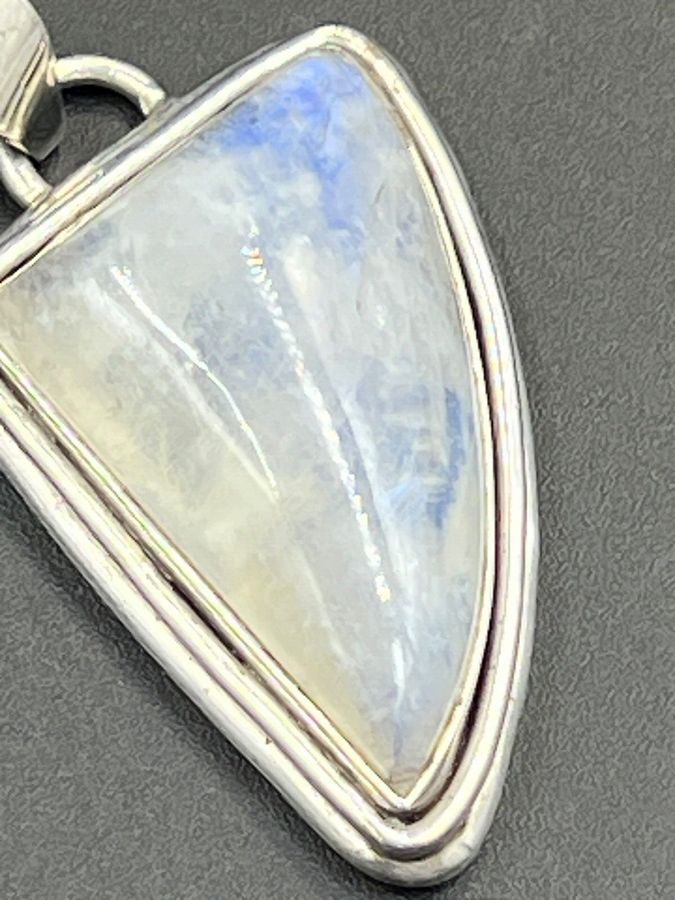 Antique Vintage Large Moonstone Pendant Hallmarked and Chain Solid Silver