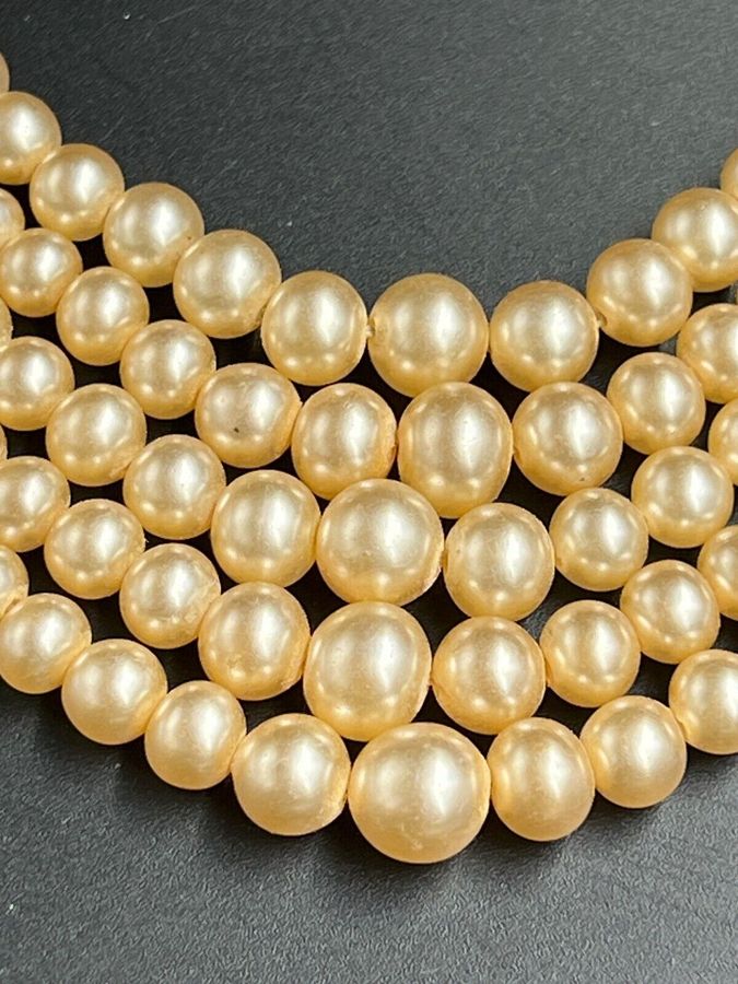 Antique Vintage 1940s 5 String Simulated Pearl Necklace Graduated