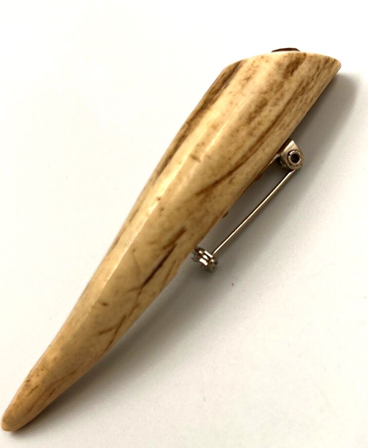 Antique Antique Art Deco Bakelite Tooth Brooch Pin Ex Large Set with Czech Citrine