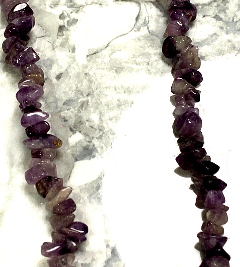 Antique Vintage Natural Amethyst Long Necklace Superb Colour