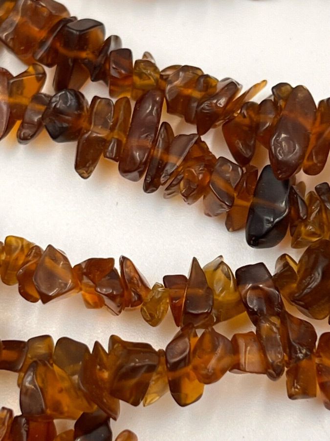 Antique Vintage Natural Polished Brown Sphalerite Long Necklace