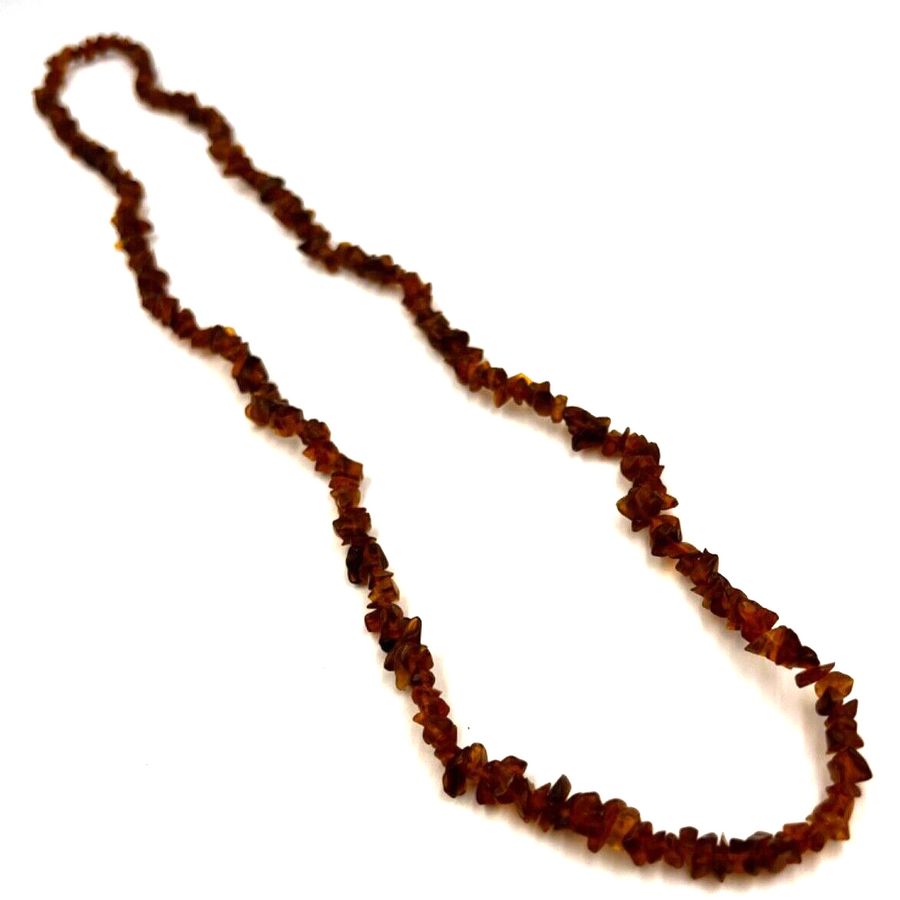 Antique Vintage Natural Polished Brown Sphalerite Long Necklace