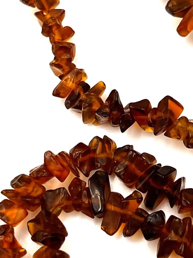 Antique Vintage Natural Polished Brown Sphalerite Long Necklace