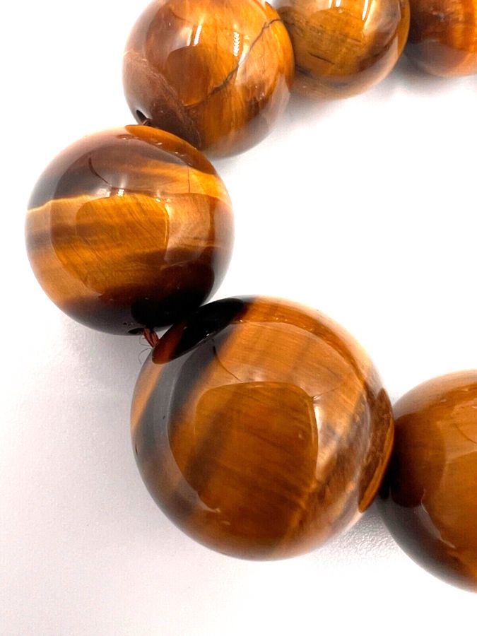 Antique Vintage Natural Tiger Eye Chunky Necklace Choker Graduated  Magnetic Clasp (C)