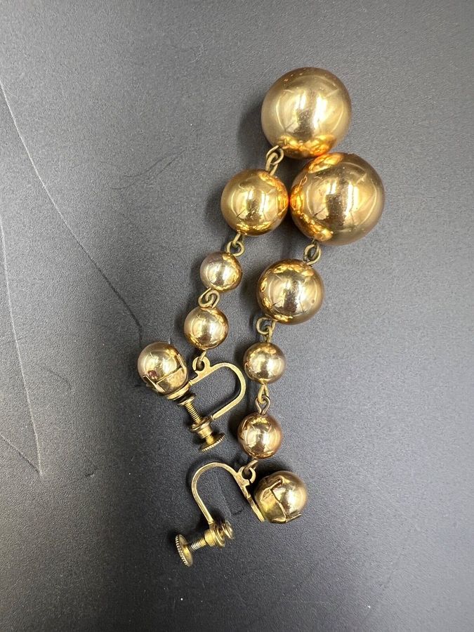 Antique Antique 1920s Very Dangly Long Earrings  Art Deco Screw Back