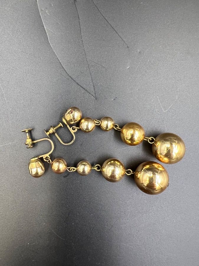 Antique Antique 1920s Very Dangly Long Earrings  Art Deco Screw Back