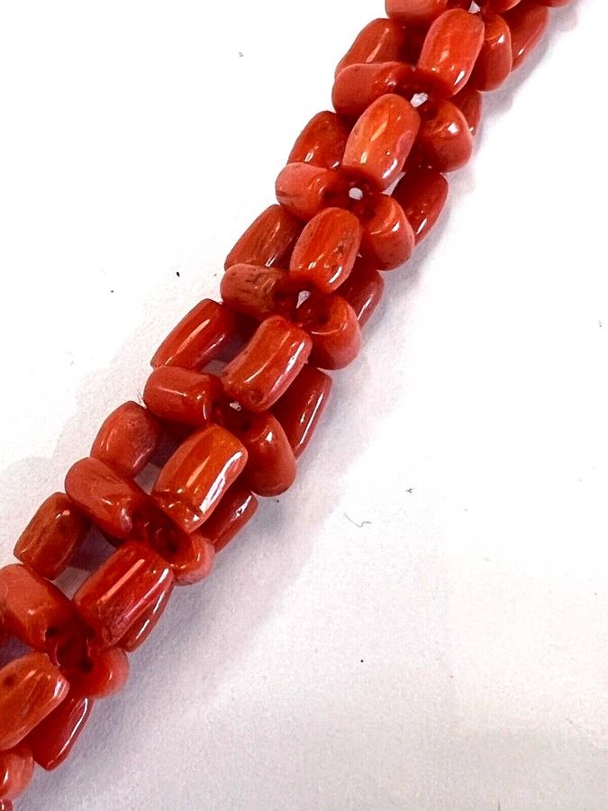 Antique Antique Natural Coral Braided Necklace Choker Victorian 36.5grams