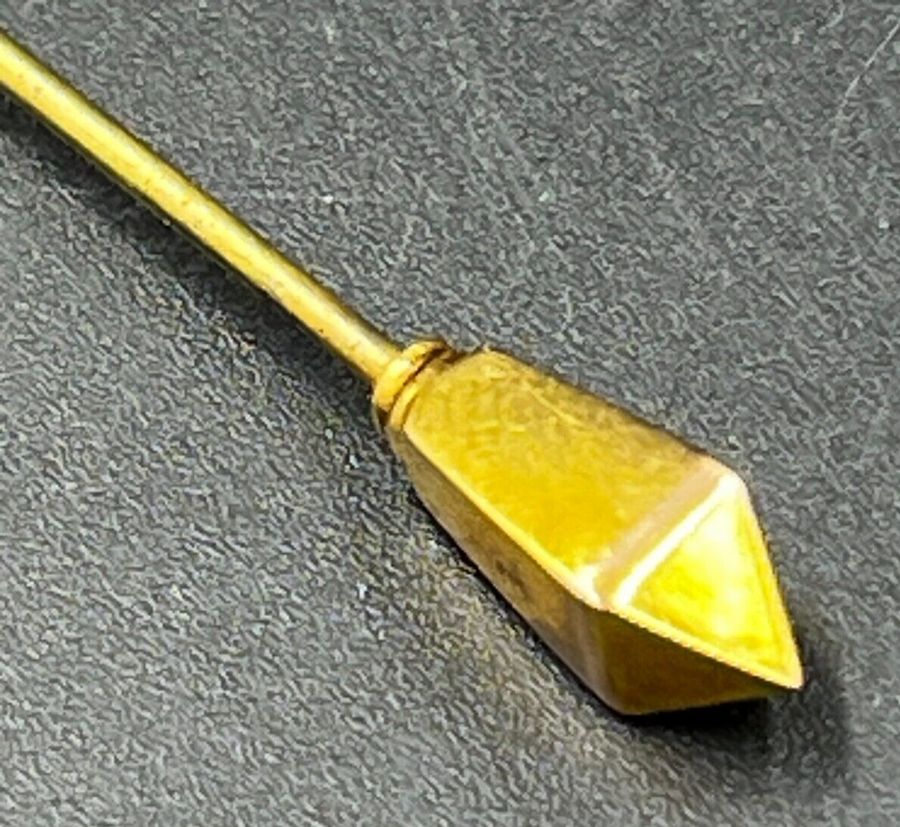 Antique Antique Art Deco Long Hatpin  9CT Gold  Head Circa 1910