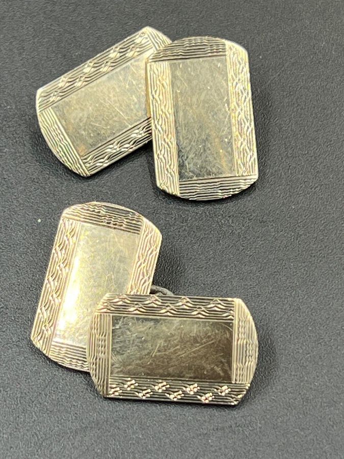 Antique Antique 9CT Gold on Silver Cufflinks Hallmarked H G & S