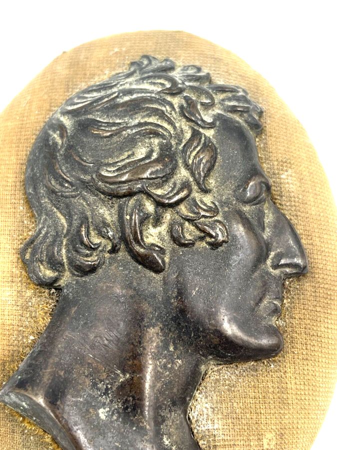 Antique Rare Antique Ex Large Bronze Cameo Silhouette Portrait Picture High Relief