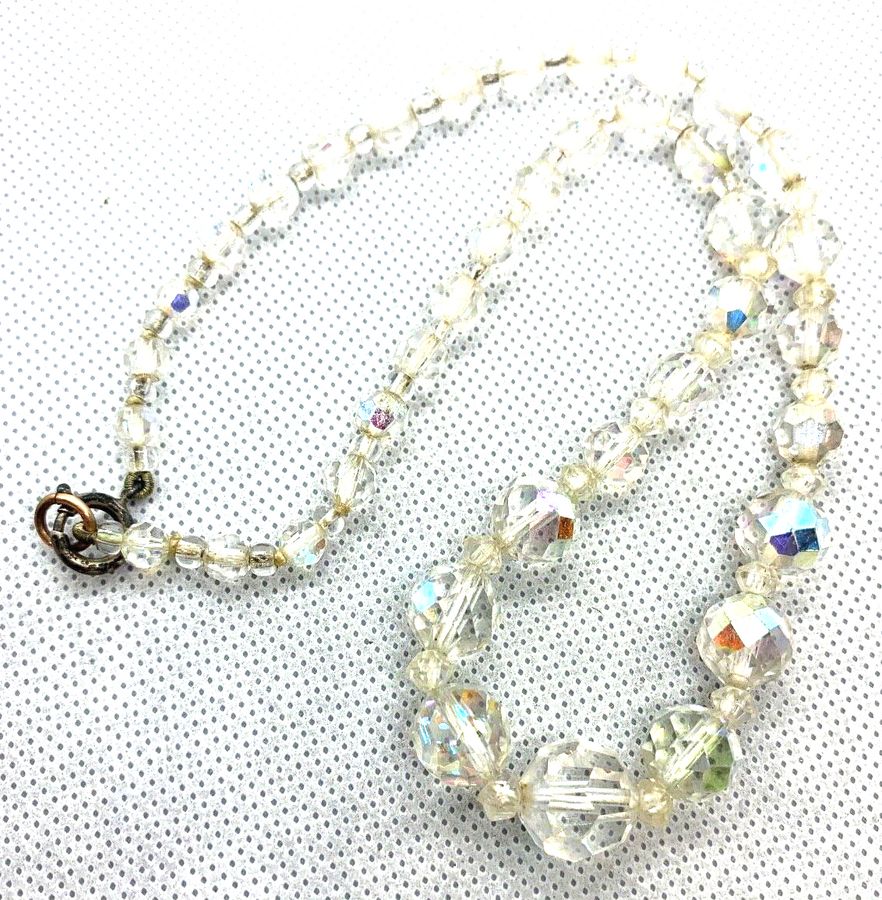 Antique Antique  Art Deco  Czech Crystal Necklace Choker Graduated