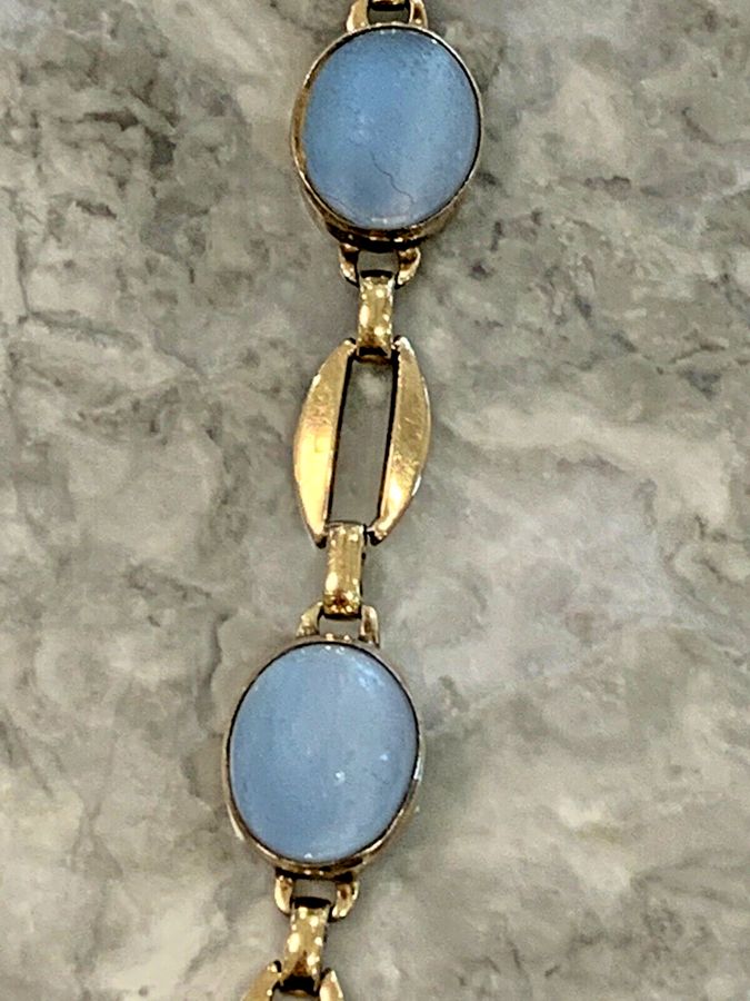 Antique Silver Gilt and Moonstone Bracelet