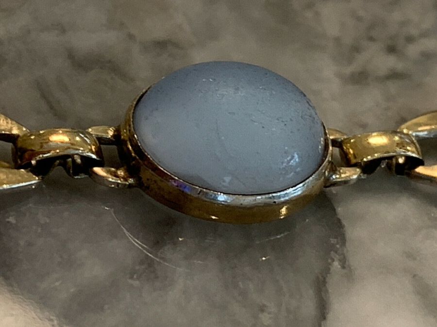 Antique Silver Gilt and Moonstone Bracelet