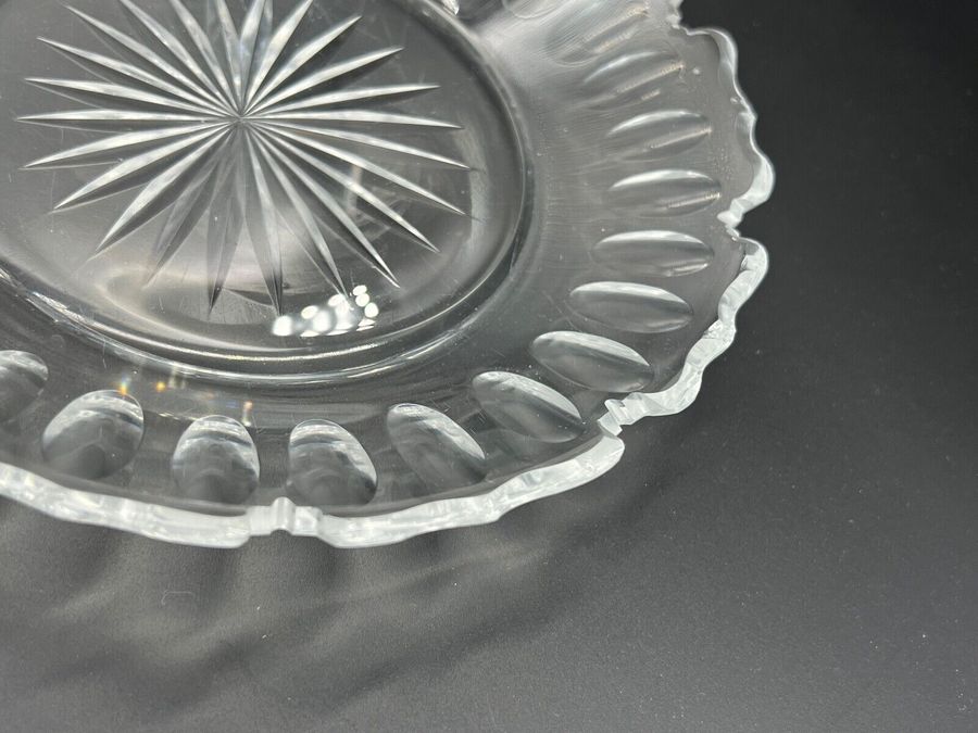 Antique Ice Plate Starburst base Hand Cut Pattern around edge