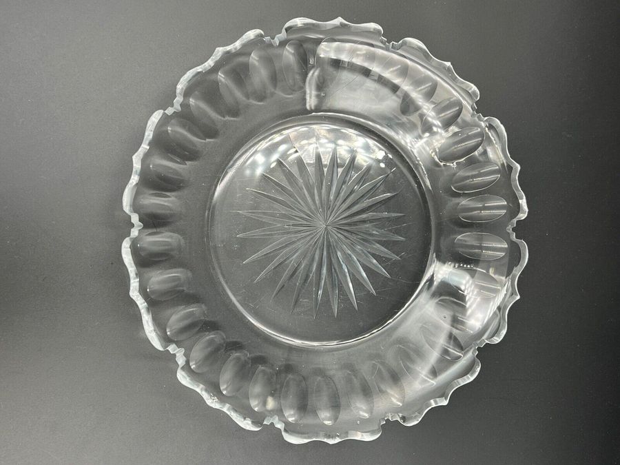 Antique Ice Plate Starburst base Hand Cut Pattern around edge