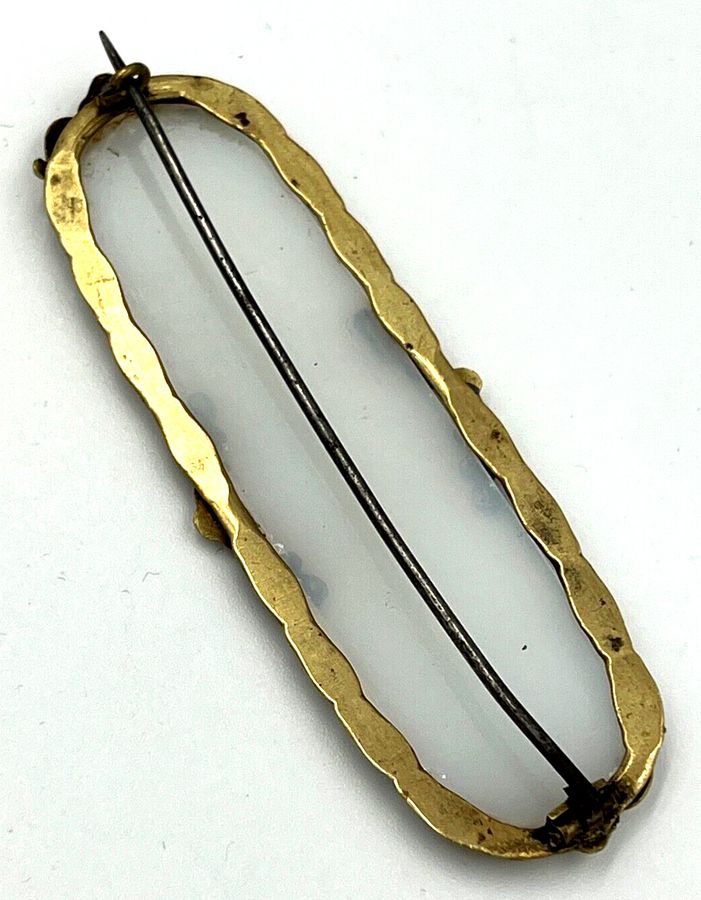 Antique Rare Antique Victorian Brooch 14CT Gold and Chalcedony  Large