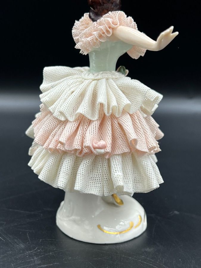 Antique Exquisite Antique Dresden Germany Lace Ballerina Figurine Porcelain