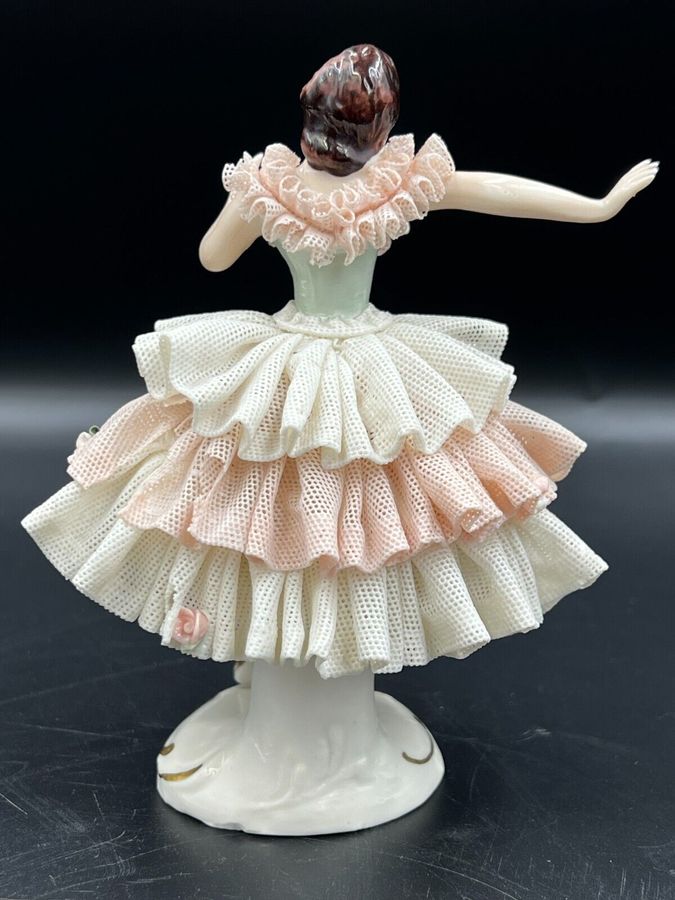 Antique Exquisite Antique Dresden Germany Lace Ballerina Figurine Porcelain