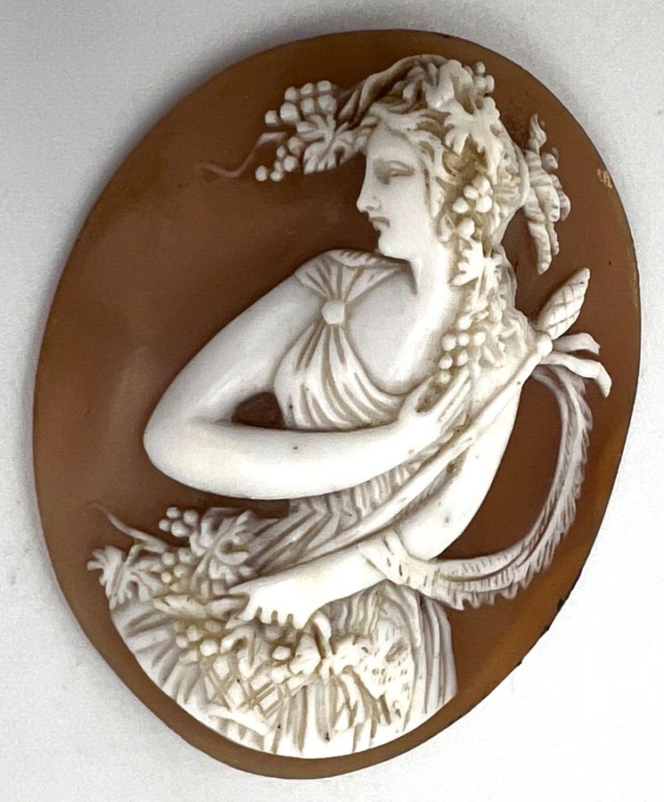 Antique Antique Victorian Large Shell Cameo Carving of Maenads Women of Bacchus C 1880