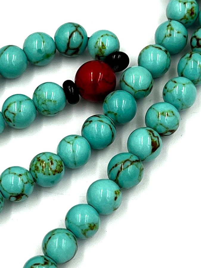 Antique Vintage Czech Turquoise Bead Prayer Beads Necklace