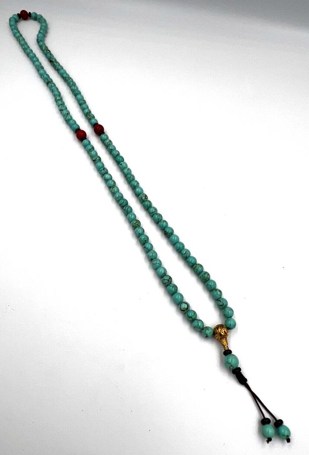 Antique Vintage Czech Turquoise Bead Prayer Beads Necklace