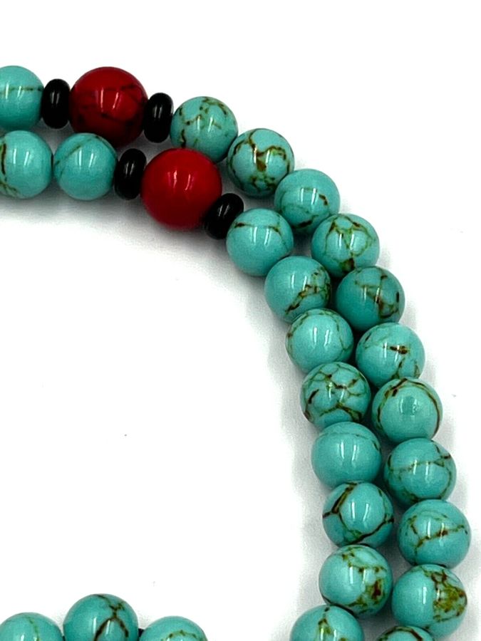 Antique Vintage Czech Turquoise Bead Prayer Beads Necklace