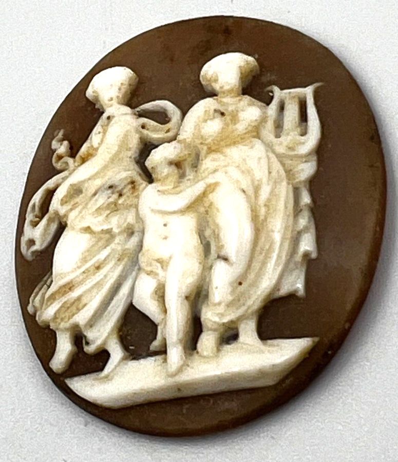 Antique Antique Art Nouveau Carved Shell Cameo  Circa 1910