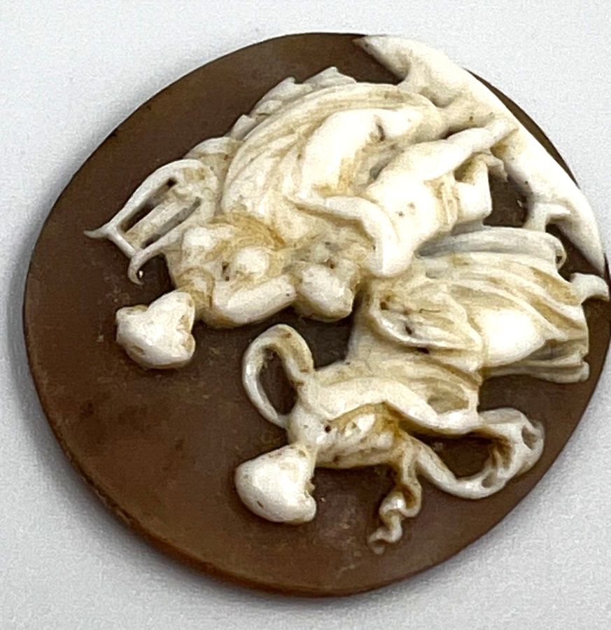 Antique Antique Art Nouveau Carved Shell Cameo  Circa 1910