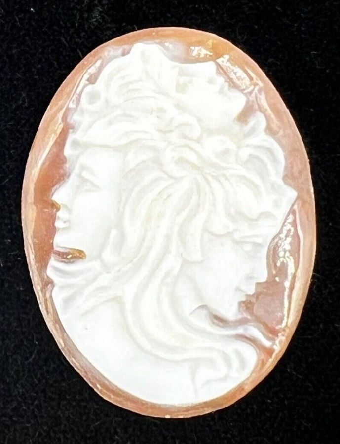 Antique Rare Antique Art Nouveau Shell Cameo Carving  Female with 3 Faces  C 1910