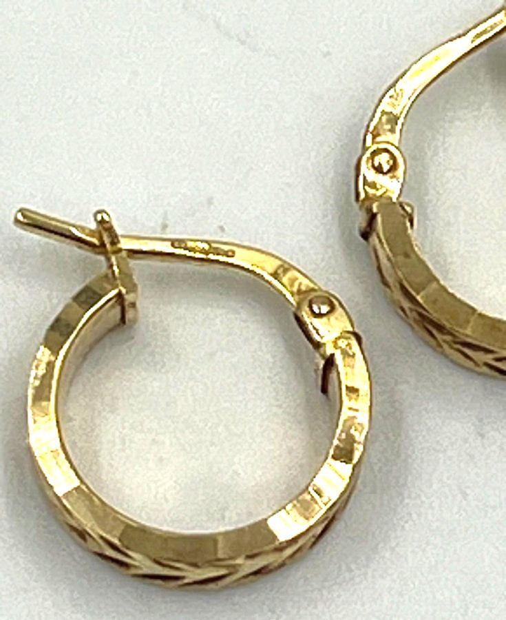 Antique Vintage Bonded 9CT Gold on Sterling Silver Hallmarked Earrings Hoop Pierced Ears