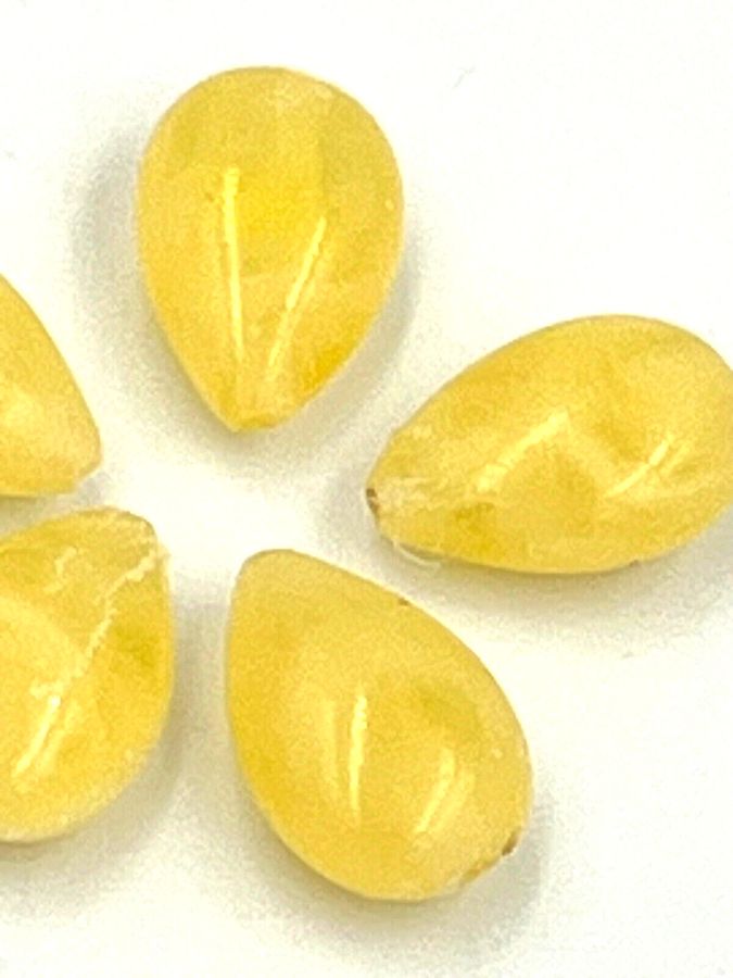 Antique Antique Natural Pale Yellow Amber Teardrop Shaped Beads 5 Beads