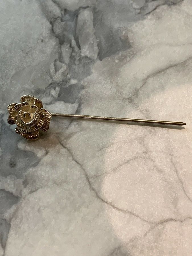 Antique Vintage Art Deco Solid Silver Rose Lapel hat Pin