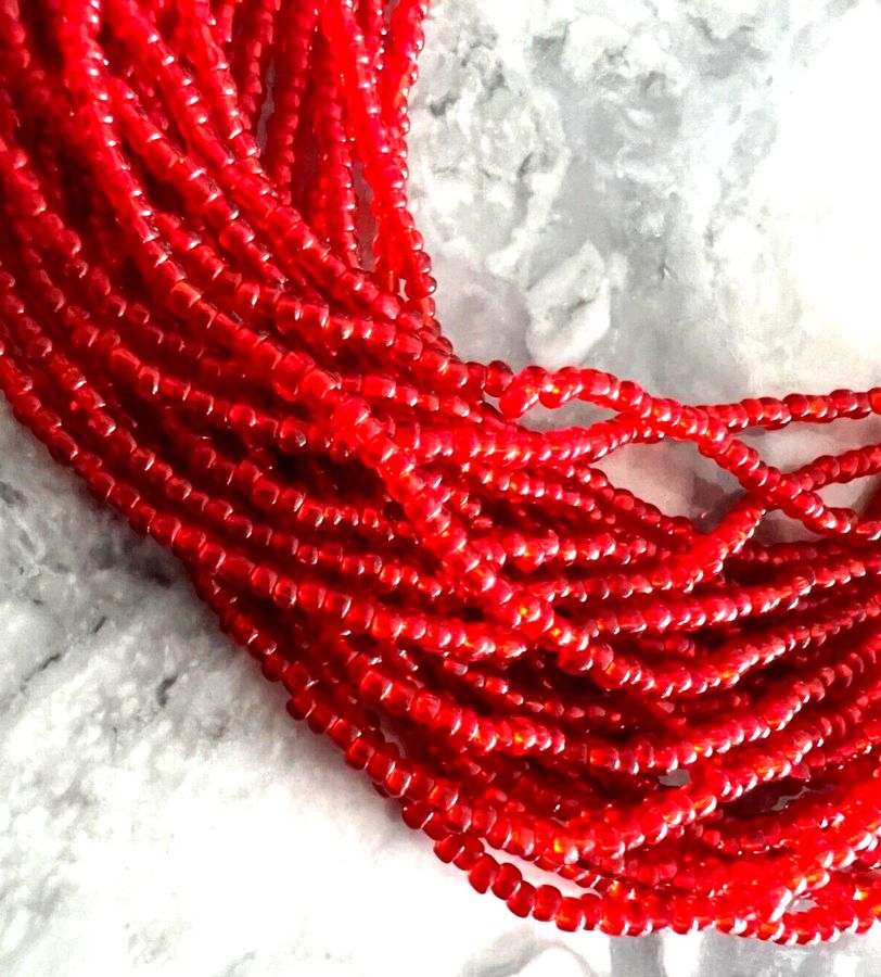 Antique Antique Art Deco Hand Made Czech Coral 20 Strand Beaded Necklace