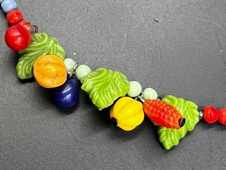 Antique Antique Art Deco Tutti Fruity Childs Glass Necklace