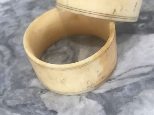 Antique Antique Vintage Art Deco Bovine Fine Banded Napkin Rings Set of Two 1900-1920s