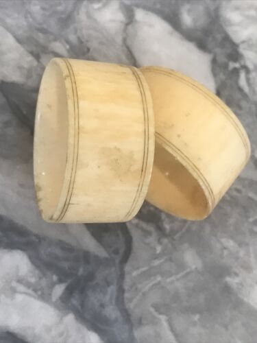 Antique Antique Vintage Art Deco Bovine Fine Banded Napkin Rings Set of Two 1900-1920s