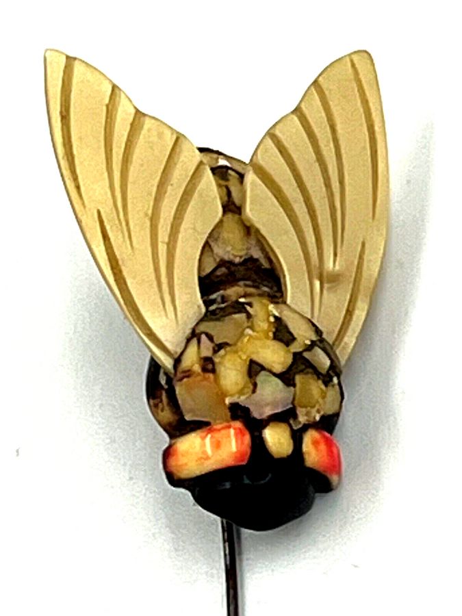 Antique Rare Antique Art Deco Large Bakelite-Lucite Fly Insect Brooch  Pin Exquisite