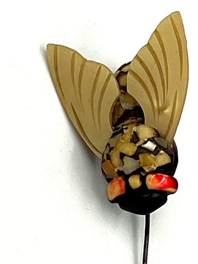 Antique Rare Antique Art Deco Large Bakelite-Lucite Fly Insect Brooch  Pin Exquisite