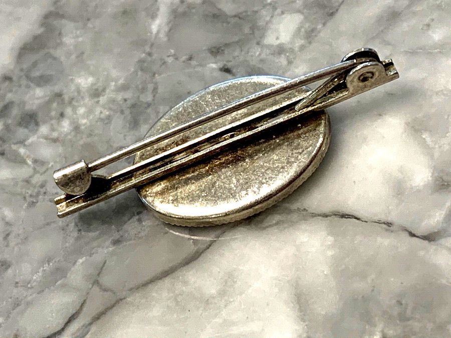 Antique Vintage Art Deco White Metal and Agate ? Czech Glass ? Brooch Pin