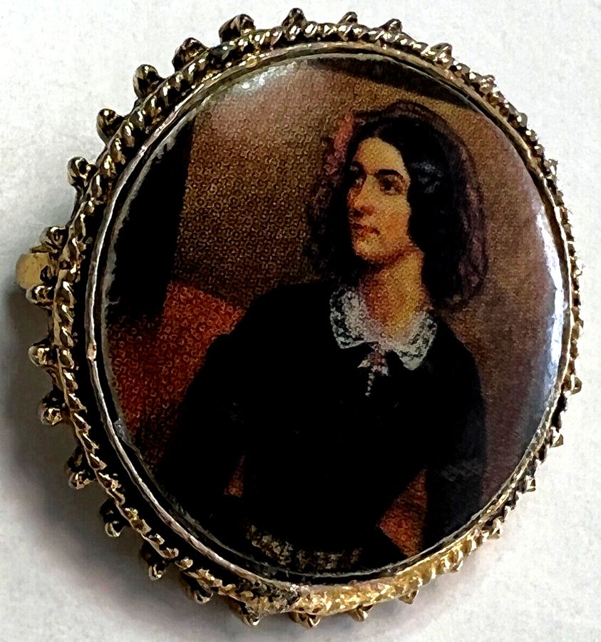 Antique Vintage Portrait Brooch of A Victorian Lady