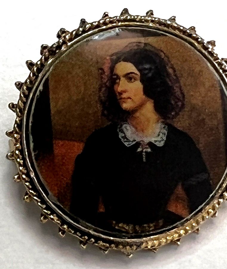 Antique Vintage Portrait Brooch of A Victorian Lady