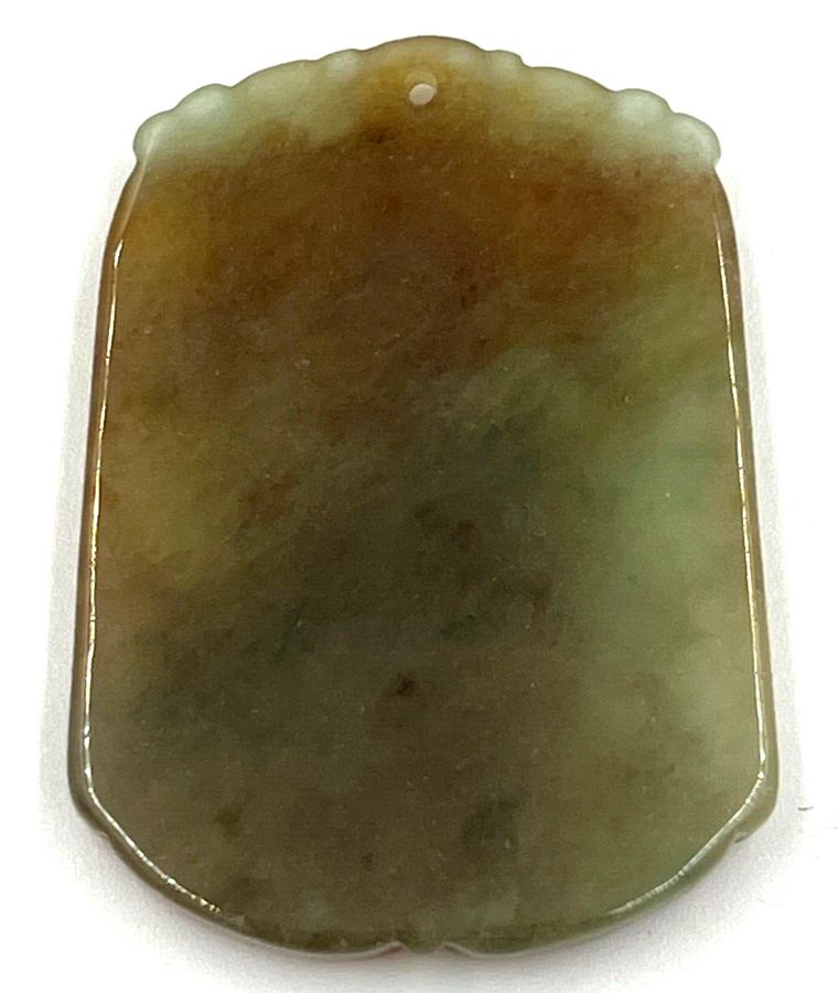 Antique Large Antique Chinese Celadon & Orange Jade Carved Pendant