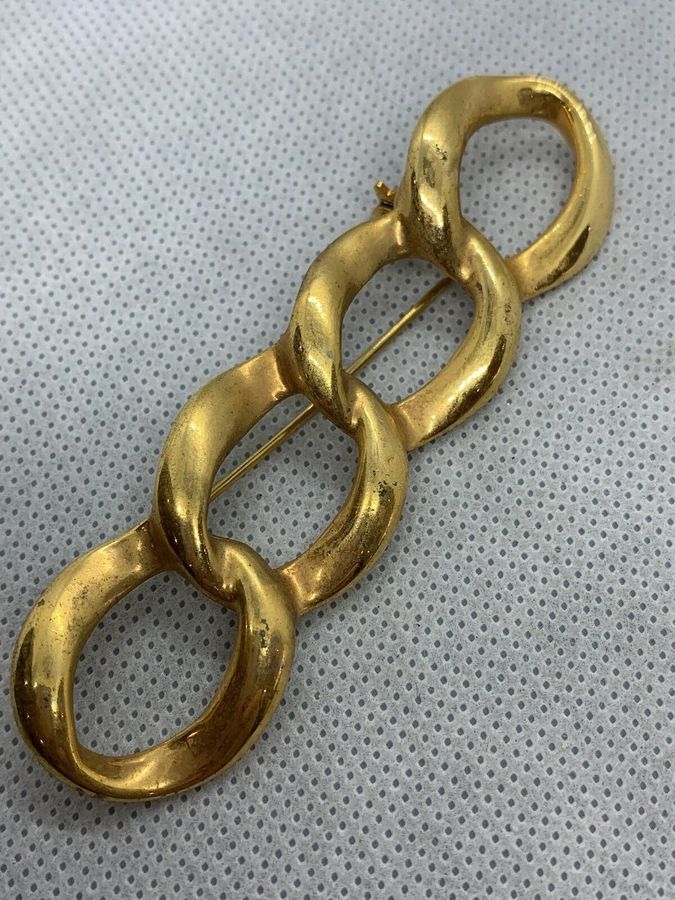 Antique Vintage Art Deco Chain Brooch Pin Large