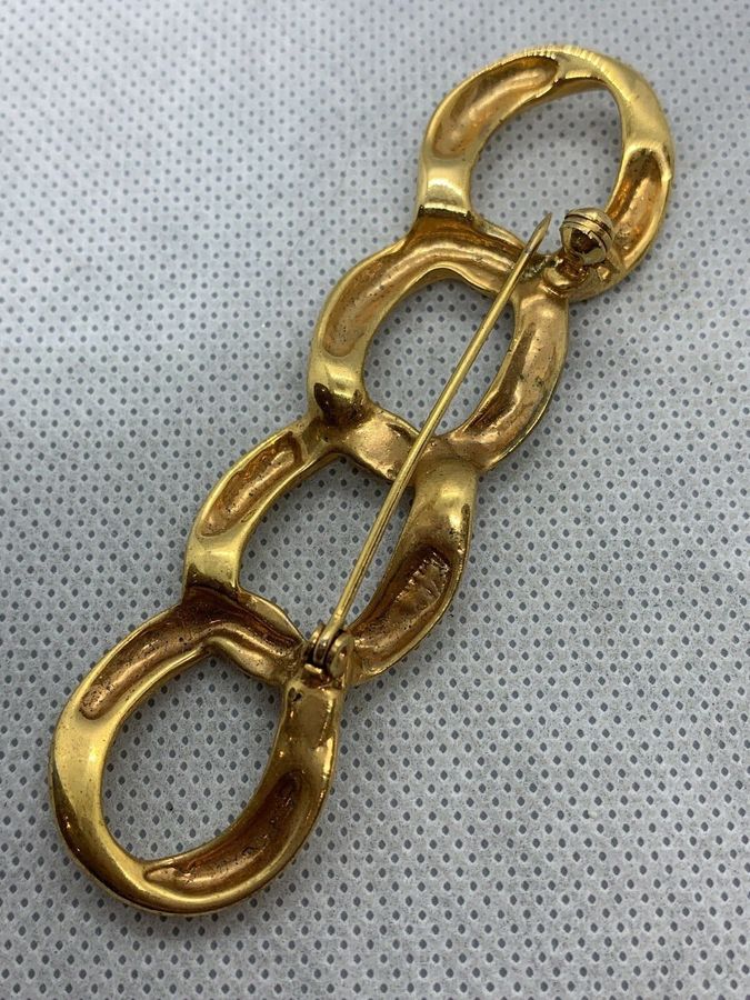 Antique Vintage Art Deco Chain Brooch Pin Large