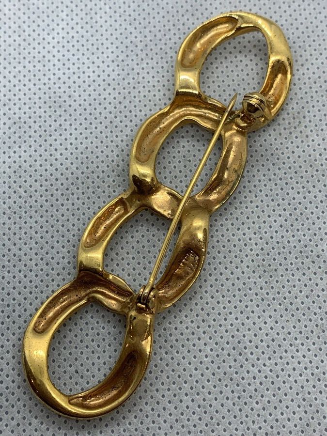 Antique Vintage Art Deco Chain Brooch Pin Large