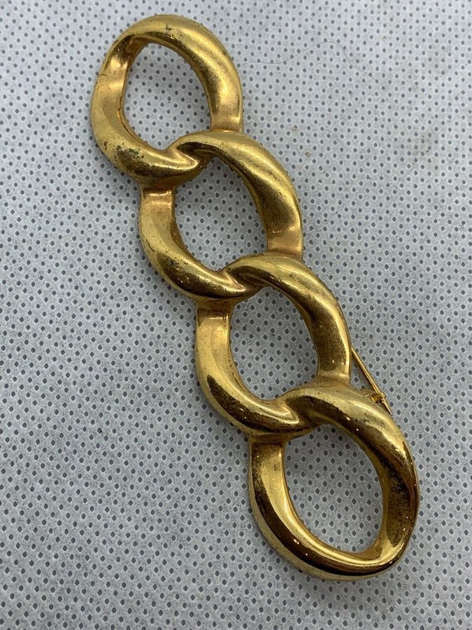 Antique Vintage Art Deco Chain Brooch Pin Large