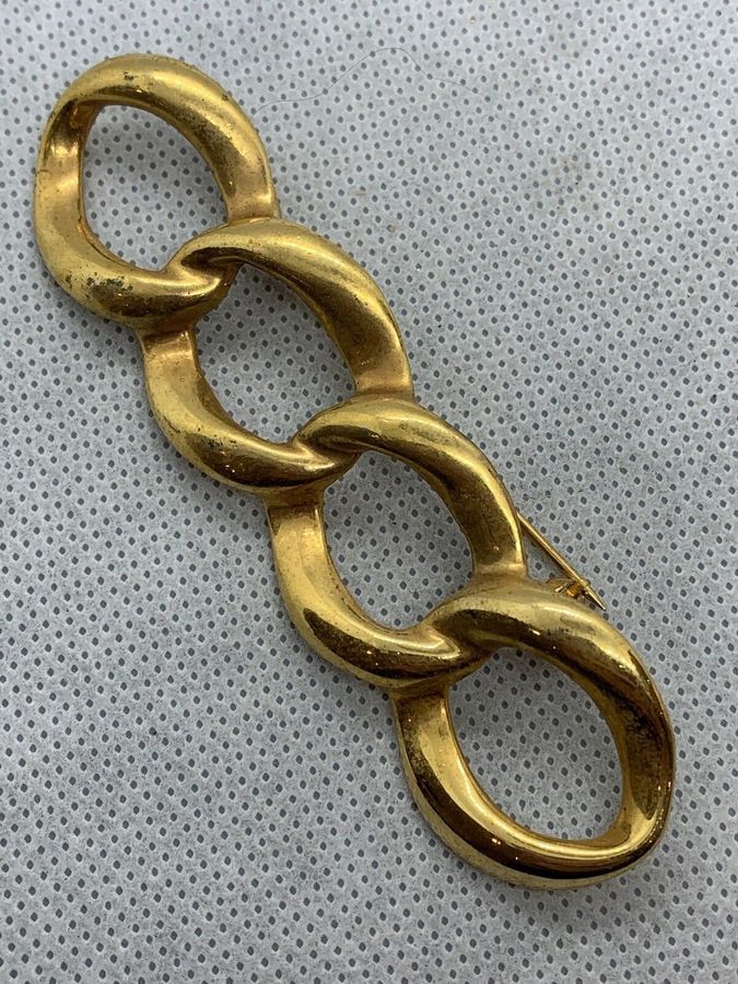 Antique Vintage Art Deco Chain Brooch Pin Large